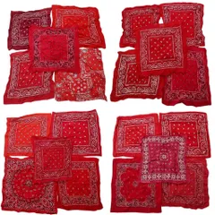 古着卸 まとめ売り ペイズリー柄 バンダナ 小物 20枚セット (ユニセックス ) レッド 赤 レッドホワイト 中古 古着 NA8047