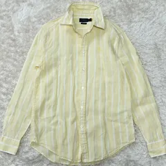 【現行タグ】POLO RALPH LAUREN　RELAXED FIT　リネン 長袖シャツ　XSサイズ　ストライプ　ロゴ刺繍　麻100%　ユニセックス