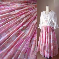 絵画なパッチワーク♥pink♥超ボリューム♥ティアードギャザースカート♥マキシ丈