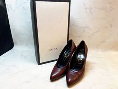 MER709 GUCCI（グッチ） ハイヒール ヒール 38 1/2 日本サイズ約24cm レディース 女性 レザー 箱付き