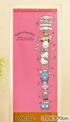 【MINIBOX のれん制作工房 正規販売店舗】【匿名配送ネコポス 送料無料】のれん サンリオ「たてのりサンリオキャラクターズ ピンク」72×170cm【日本製】家紋 スタジオジブリ トトロ 千と千尋の神隠し 目隠し 暖簾【20240421】