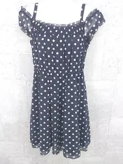 ◇ ef-de エフデ 水玉 ドット　ノースリーブ 膝丈 ワンピース 9 ネイビー　 *  【1002799894739】