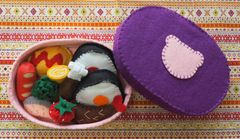 フエルトのおままごと　お弁当(中身入り)　紫　くま