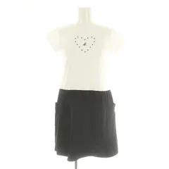 アニエスベー agnes b. アンファン ENFANT ハートプリントカットソーワンピース 膝丈 半袖 12ans 白 ホワイト 黒 ブラック /DO ■OS