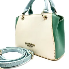 【良品】 Samantha Thavasa サマンサタバサ ハンドバッグ ショルダーバッグ 2way レザー 革 ホワイト 白色 ライトブルー 水色 グリーン 緑色 レディース