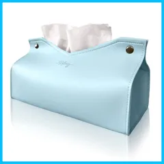 【速発送】m-おしゃれティッシュケース-ティッシュカバー-レザーティッシュケース-北欧インテリ-韓国インテリ-おしゃれ-フェイクレザー-合皮 ライトブルー
