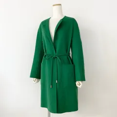54h10 Max Mara STUDIO マックスマーラ ステュディオ Cucito a mano クチートアマーノ シルク カシミヤ混 ロングコート ベルト付 42 グリーンのサムネイル