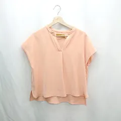 ◇ ⊂ URBAN RESEARCH ROSSO サラサラ生地 Vネック フレンチスリーブ カットソー サイズF オレンジ系 レディース E  【1501160042255】