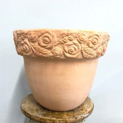 人気♪HMテラコッタシリーズ薔薇柄 植木鉢　植木　素焼き鉢   ローズ　ガーデニング雑貨　庭　玄関　園芸用品　花　寄せ植え