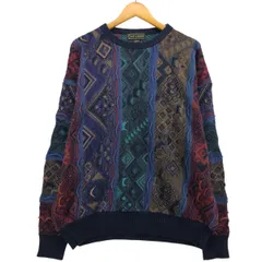 古着 90~00年代 クラフトアンドバロー CROFT&BARROW 総柄 3Dニットセーター メンズXL相当/eaa489514