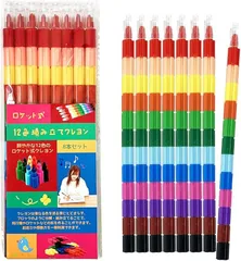 Lack labo スタッキングクレヨン カラーペンシル 子供用 創造力 教育玩具 キャップ付き 組み立て ブロック カラフルクレヨン 色鉛筆 ポップカラー 多色 プレゼント用 おもちゃ 贈り物