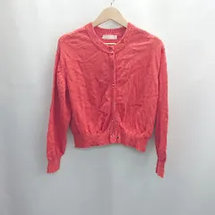 ◇ ⊂ SENSE OF PLACE センス オブ プレイス 丸首 長袖 カーディガン サイズONE レッド レディース E  【1501230039185】