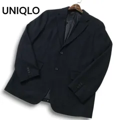 22AW★ UNIQLO ユニクロ 秋冬★ ウール ブレンド ヘリンボーン テーラード ジャケット ブレザー Sz.L メンズ 紺 ネイビー