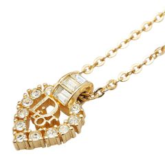 ディオール ハート モチーフ ロゴ ラインストーン ゴールド メッキ レディース Dior【1-0219343】