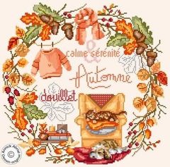 ★NEW★🟦⬜🟥フランス クロスステッチ チャート図案 👑 ANNICK ABRIAL  アニック・アブリアル 🧡Automne douillet🧡◆心地よい秋の日々◆ 輸入クロスステッチ 手芸 刺繍 花 鳥 リース 季節