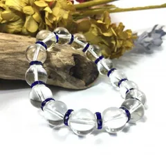 水晶 パワーストーン ブレスレット 12mm 天然石ブレス (ダークブルー) 4月誕生石 メンズ・レディース 男性・女性  数珠 クリスタル 幸運  □