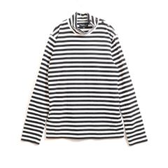 【中古A】agnès b. HOMME アニエスベー オム 1 S メンズ 長袖Tシャツ ボーダー ハイネック 黒 白 中古A 古着