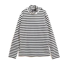 【中古A】agnès b. HOMME アニエスベー オム 1 S メンズ 長袖Tシャツ ボーダー ハイネック 黒 白 中古A 古着