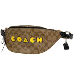 COACH　 パックマン コラボ ウエストバッグ ボディバッグ レザー　PVC COACH コーチ シグネチャーウエストバッグ ブラック グレー