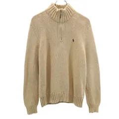 Polo by Ralph Lauren ポロバイラルフローレン 長袖 ハーフジップ セーター S ベージュ系 ニット メンズ 古着