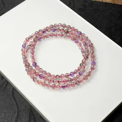 上級 EU製★スーパーセブン★パワーストーン 3本巻きブレスレット 天然石 原石 お守り 4.3-4.7mm ZB9433