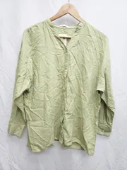 ◇ ⊂ Φ ◎ ●美品● earth music&ecology タグ付き 長袖 シャツ ブラウス サイズF ライムグリーン系 レディース P  【1407100016655】