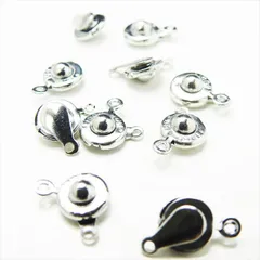 P-146 ニューホック 9.5mm【シルバー】10組入 留め具 ハトメ エンドパーツ ブレスレット ネックレス はめ込み ハンドメイド アクセサリー パーツ 金属 メッキ ボタン