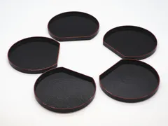 在庫処分特価（展示品）和風 小皿トレー 5枚セット／漆調 木目風