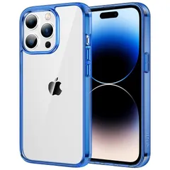 JEDirect iPhone14ProMax 6.7インチ用 (14 Pro Max) 黄ばみなし 保護ケース 衝撃吸収 バンパーカバー 傷つけ防止 クリアバック (ブルー) 0