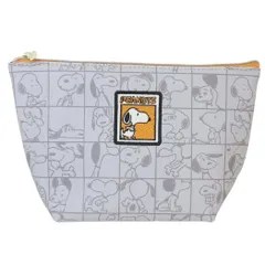 スヌーピー コスメポーチ 舟形ポーチ ブロックパターン ピーナッツ カミオジャパン 小物入れ キャラクター グッズ 