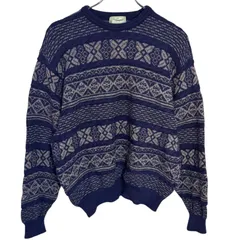 Z1480 Crocodile クロコダイル ニット セーター ボーダー ネイビー ブルー メンズ L