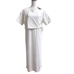 アズールバイマウジー レディース ロングワンピース 重ね着風　カジュアルワンピース　半袖 白 M