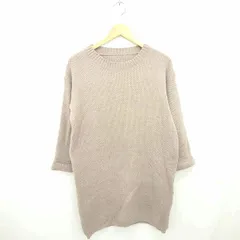 グレイル GRL ワンピース ニット ひざ丈 丸首 ロールアップ 厚手 長袖 F 薄紫 ライトパープル /TT21