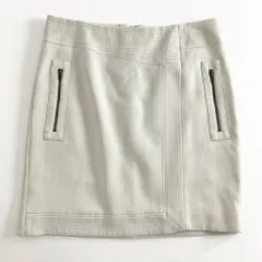 39f8 HELMUT LANG ヘルムートラング ショートスカート ボトムス ミニスカート バックジップ 2 ライトグレー レーヨンのサムネイル