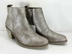 s24t-0503a【中古】nouer スコットクラブ　ヌエール　牛革　ラメ　ショートブーツ ベージュ