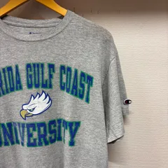 古着 L Tシャツ Champion チャンピオン ビックプリント ゴルフ スポーツ クルーネック グレー