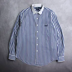 【Polo by Ralph Lauren】90s ラルフローレン RHODES クレリック ストライプシャツ ビンテージ