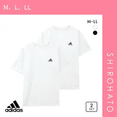10％OFF【SHIROHATO公式】【正規品・新品】アディダス adidas 2P Vネック 半袖 Tシャツ 2枚組 メンズ スポーツ 吸汗速乾(M、L、LL)