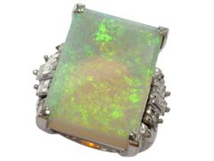 オパール ダイヤモンドリング Pt850 11.96g 12号　Jewelry Opal10.67g Dia0.82ct Ring
