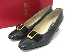 BALLY バリー レザー リボン ヒール パンプス 表記サイズ 2 (約22.0cm) シューズ 靴 レディース グレー系 DE6868