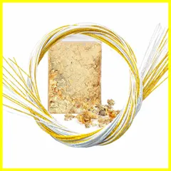 【BEAUTY PLAYER】水引き 金箔 髪飾り 金箔 銀箔 ヘア用 水引セット 金銀 水引き 紐 長さ約90cm 30本入 金箔入り5g 日本伝統色 髪飾り 手芸 素材 ラッピング アクセサリー作り 和小物 ネイルデコレーション 花火大会 結婚式 成人式