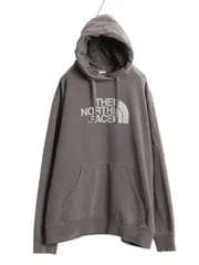 【お得なクーポン配布中!】 ノースフェイス プリント スウェット フード パーカー メンズ XL 灰 古着 裏起毛 プルオーバー トレーナー アウトドア 大きいサイズ グレー