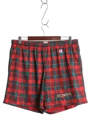 【お得なクーポン配布中!】 80s USA製 チャンピオン チェック イージーパンツ メンズ XL ヴィンテージ メッシュ ショーツ ショートパンツ 短パン 目付き ポケット付き