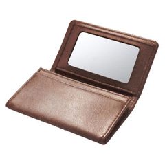 （まとめ買い）コレクト 名刺入れ 鏡付き 本革調 3ポケット 茶 CP-21V-BR 【3個セット】