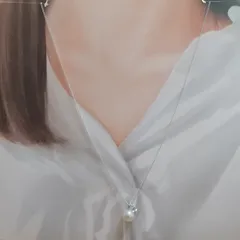 一粒パール&クリスタルの華奢ロングネックレス