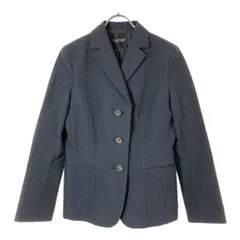 ランバンコレクション 日本製 格子柄 長袖 テーラードジャケット 38 ネイビー LANVIN LA COLLECTION レディース