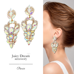 【OUTRET】ピアス ビジューピアス ステージアクセサリー コンテスト ドレス ビキニ 大ぶり 舞台 撮影 オーロラ