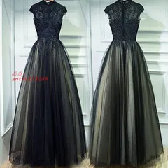 カラードレス ロングドレス ブラック ハイネック パーティードレス ウェディングドレス 二次会 結婚式 花嫁 ウエディングドレス 発表会 イブニングドレス 演奏会 ant4y173269