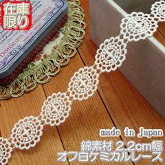 2.2cm幅オフ白のケミカルレース(5m)