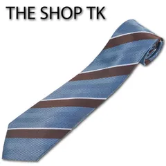 タケオキクチ THE SHOP TK レジメンタル柄 シルク１００％ ネクタイ ブルー系 青 ストライプ ギフト プレゼント 就活 無料ラッピング可能